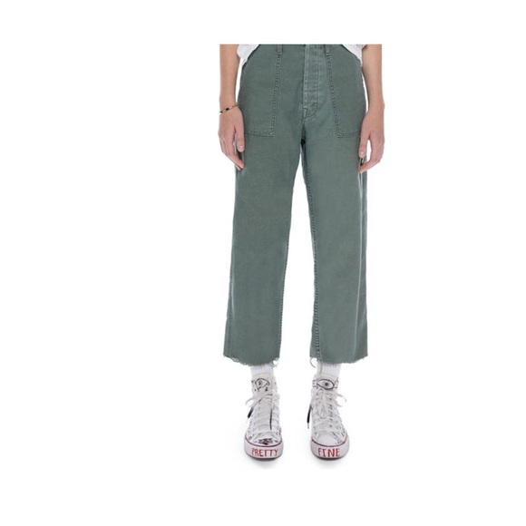 MOTHER The Patch Pocket Private High Rise Cropped Wide Leg Jeans in Roger That - Picture 1 of 4